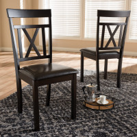 Baxton Studio RH123C-Dark Brown-DC Rosie Modern and Contemporary Dark Brown Faux Leather Upholstered Dining Chair (Set of 2)